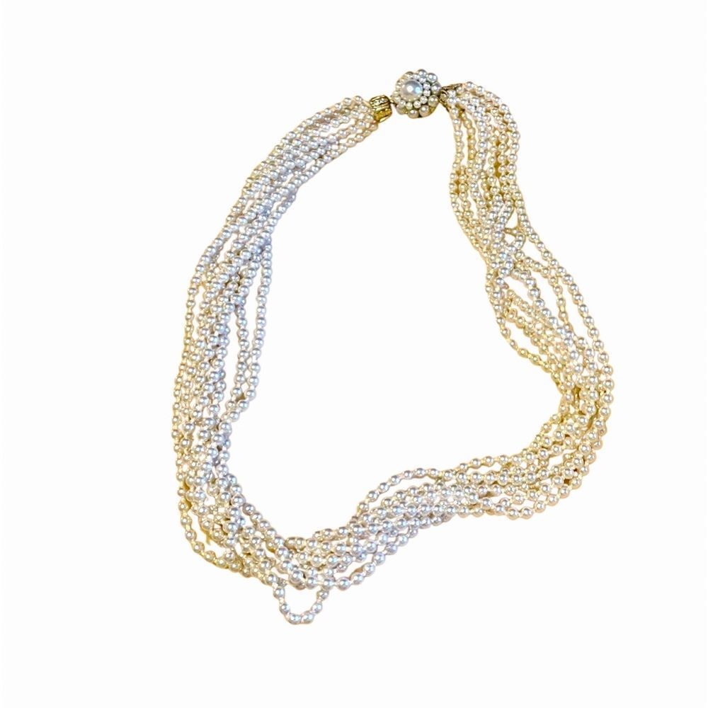 Vintage Multi Strand Faux Pearl Necklace